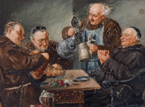 Eduard von GRÜTZNER - by, MNISI AT THE TABLE, circa 1920.