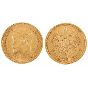 5 RUBLI, Rusko, 1897, Mikuláš II, Petrohrad, АГ