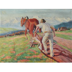 Autor nieznany (XX w.), Góral przy orce