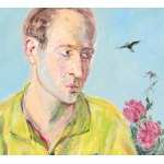 Wlastimil HOFMAN (1881-1970), Portret Wacława z kwiatami piwonii (1968)