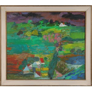 Jan SZANCENBACH (1928-1998), Pejzaż z ciemnym niebem