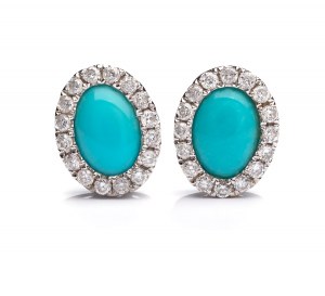 Earrings with turquoise and diamonds early 21st century.