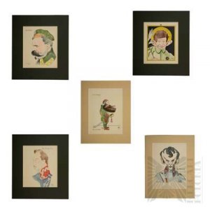 Henryk Hertz Barwiński (1877 - 1970) - Zestaw 5 autolitografii barwnych