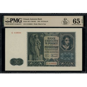 50 złotych, 1.08.1941; seria C, numeracja 4156044; Luco...