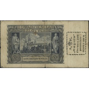 20 złotych, 1.03.1940; seria D, numeracja 0210665, z na...