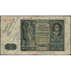 50 złotych, 1.08.1941; seria B, numeracja 8790687, z na...