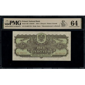 5 złotych, 1944; w klauzuli OBOWIĄZKOWYM, seria ХА, num...