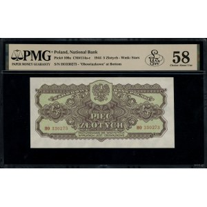 5 złotych, 1944; w klauzuli OBOWIĄZKOWE, seria НО, nume...