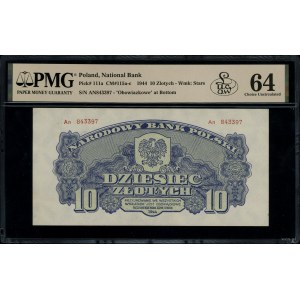 10 złotych, 1944; w klauzuli OBOWIĄZKOWE, seria An, num...