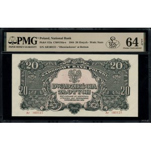 20 złotych, 1944; w klauzuli OBOWIĄZKOWE, seria Ar, num...