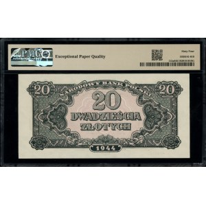 20 złotych, 1944; w klauzuli OBOWIĄZKOWE, seria Ar, num...