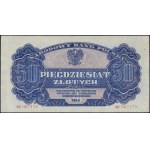 50 złotych, 1944; w klauzuli OBOWIĄZKOWE, seria ВН, num...