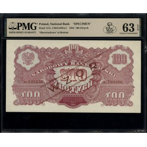100 złotych, 1944; w klauzuli OBOWIĄZKOWE, seria Ay, nu...