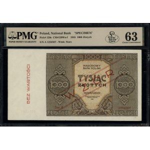 1.000 Gold, 1945; Serie A, Nummerierung 1234567, rot...