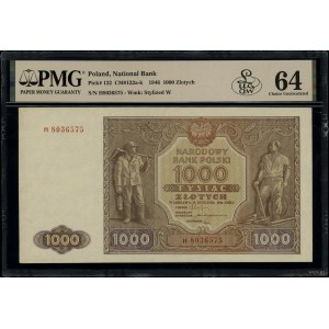 1.000 złotych, 15.01.1946; seria H, numeracja 8036575; ...