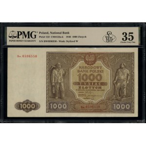 1.000 złotych, 15.01.1946; seria zastępcza Bw., numerac...