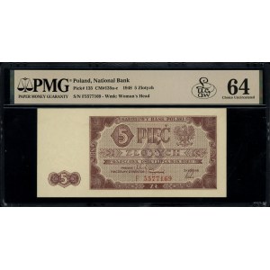 5 zlatých, 1.07.1948; série F, číslování 5577169; Lucow...