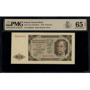 10 złotych, 1.07.1948; seria N, numeracja 4042555; Luco...
