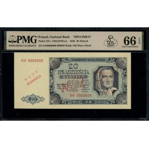 20 złotych, 1.07.1948; seria OO, numeracja 0000000, wzó...