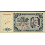 20 złotych, 1.07.1948; seria OO, numeracja 0000000, wzó...