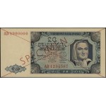 20 złotych, 1.07.1948; seria AD, numeracja 1234567 / 89...