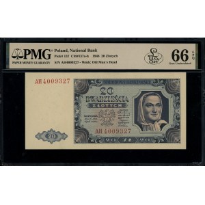 20 złotych, 1.07.1948; seria AH, numeracja 4009327; Luc...