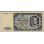 20 złotych, 1.07.1948; seria AH, numeracja 4009327; Luc...