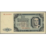 20 złotych, 1.07.1948; seria BU, numeracja 1019054; Luc...