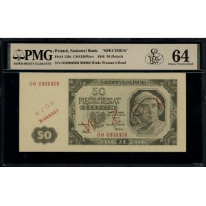 50 złotych, 1.07.1948; seria OO, numeracja 0000000, wzó...