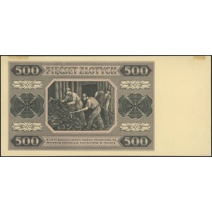 500 złotych, 1.07.1948; próba kolorystyczna sklejona z ...