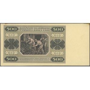 500 złotych, 1.07.1948; próba kolorystyczna sklejona z ...
