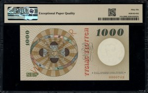 1,000 zloty, 29.10.1965; series A, numbering 0000000, ...