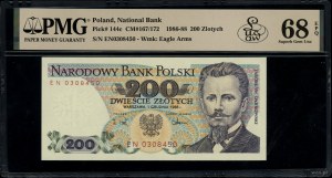 200 zloty, 1.12.1988; EN series, numbering 0308450; Lu...