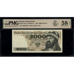 2 000 złotych, 1.06.1979; bardzo rzadka seria U, numera...