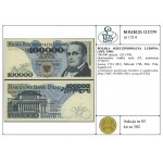 100.000 złotych, 1.02.1990; ekstremalnie rzadka seria A...