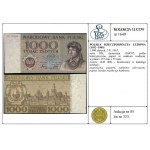1,000 zloty, 2.01.1965; KH series, numbering 1204395, ...