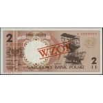 2 złote, 1.03.1990; seria A, numeracja 0000000, czerwon...