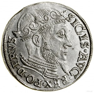 Trojak, 1557, Gdaňsk; busta krále bez okraje, z...
