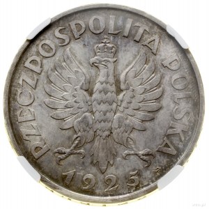5 złotych, 1925, Warszawa; Konstytucja; Aw: Orzeł z kor...