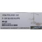 Klipa 10 złotych, 1934, Warszawa; Józef Piłsudski - Orz...