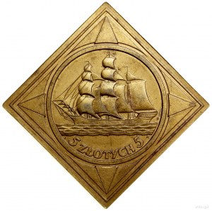 Klipa 5 złotych, 1936, Warszawa; Żaglowiec, bez napisu ...