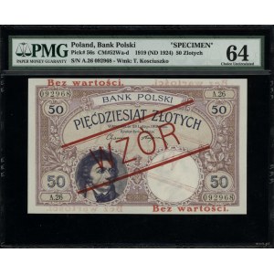 50 złotych, 28.02.1919; seria A.26, numeracja 092968, o...