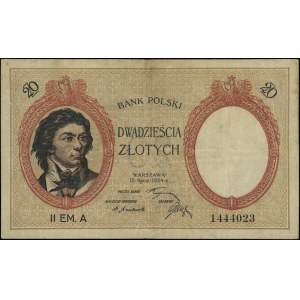 20 złotych, 15.07.1924; II emisja A, numeracja 1444023;...