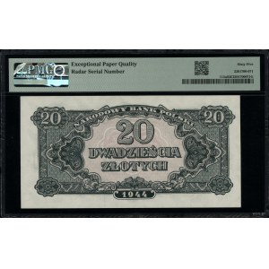 20 złotych, 1944; w klauzuli OBOWIĄZKOWE, seria YP, rza...