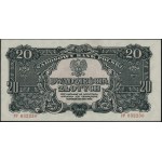 20 złotych, 1944; w klauzuli OBOWIĄZKOWE, seria YP, rza...