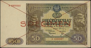 50 zloty, 15.05.1946; red double deletion and...