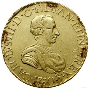 8 escudo, 1760 oM MM, Meksyk; Aw: Popiersie władcy w pr...