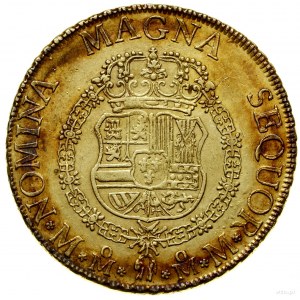 8 escudo, 1760 oM MM, Meksyk; Aw: Popiersie władcy w pr...