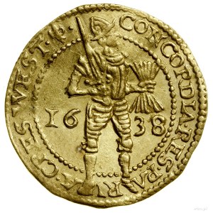 Dukat, 1638; Aw: W obwódce perełkowej rycerz stojący w ...