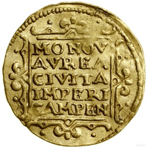 Dukat, 1649; Aw: W obwódce perełkowej rycerz stojący w ...